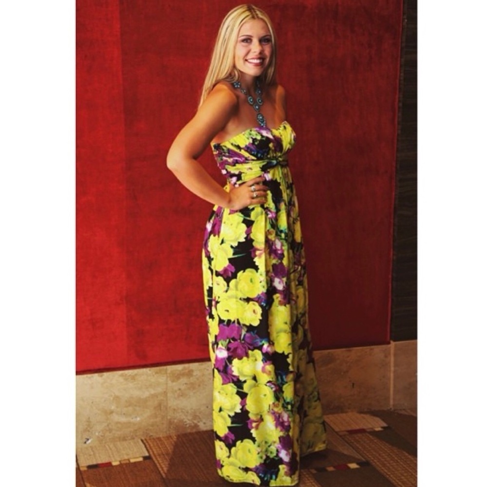 Chartreuse Floral Gown